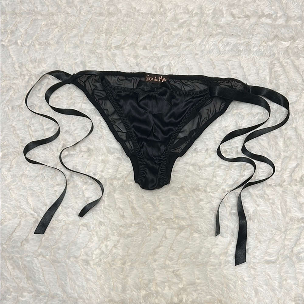 Coco de Mer Black Silk Tie-Side brief small NWT
